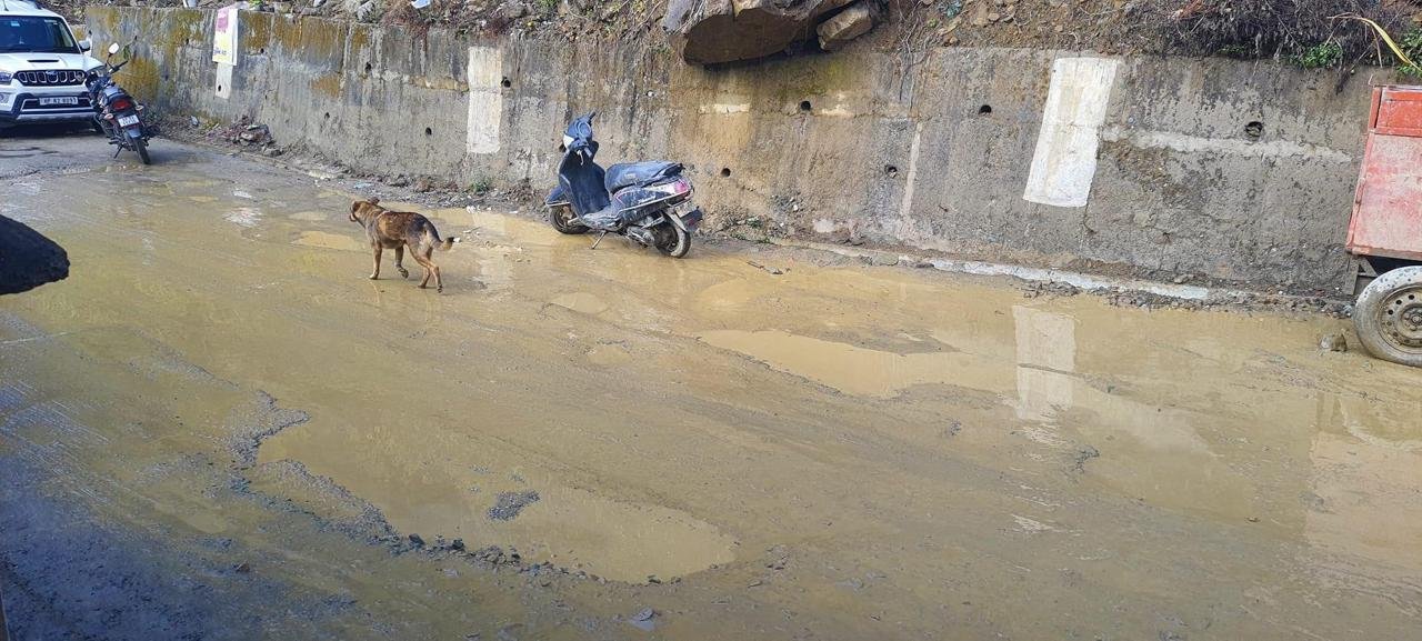 Potholed 1-km stretch near Mandi MLA Anil Sharma’s residence inflicting misery on commuters