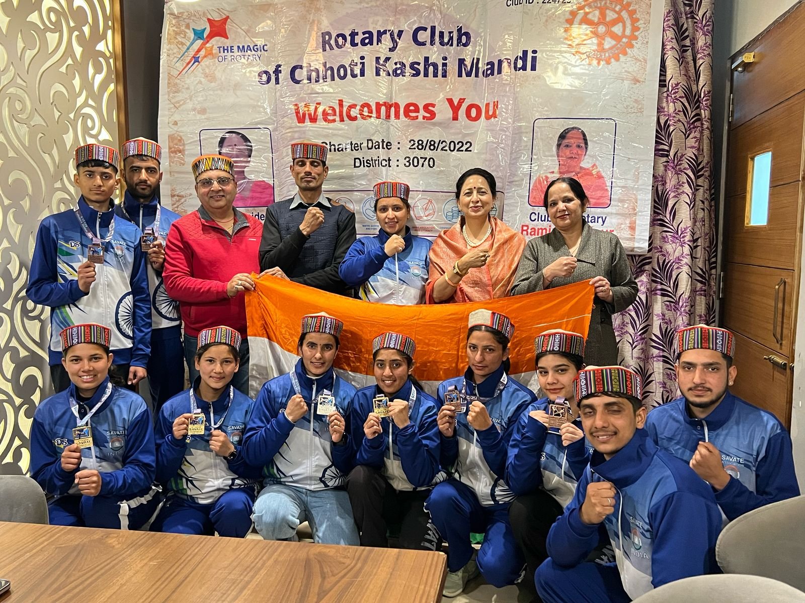 Rotary Club Choti Kashi Honors Asian SWAT Kickboxing Champions