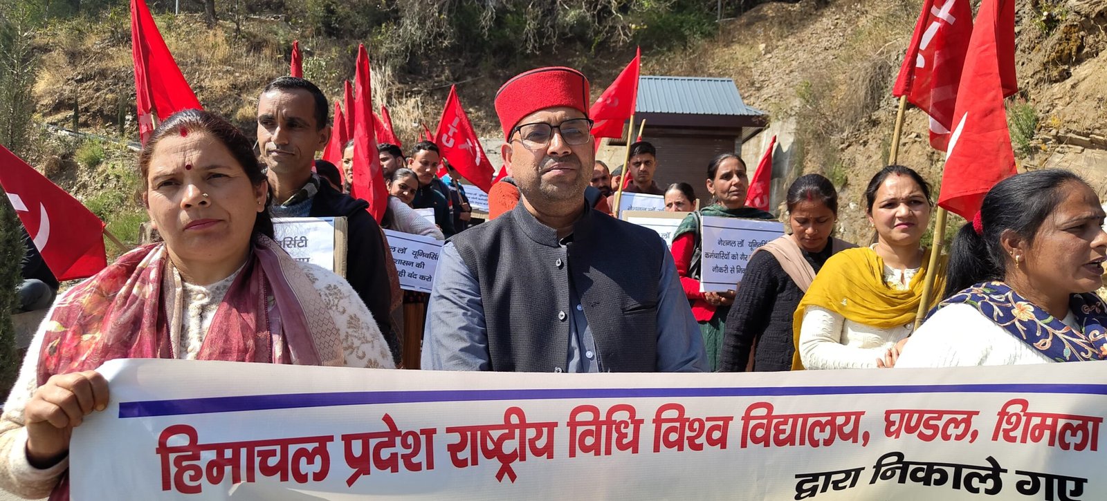 Workers Protest Against Unlawful Dismissals at National Law University, Ghandal Shimla