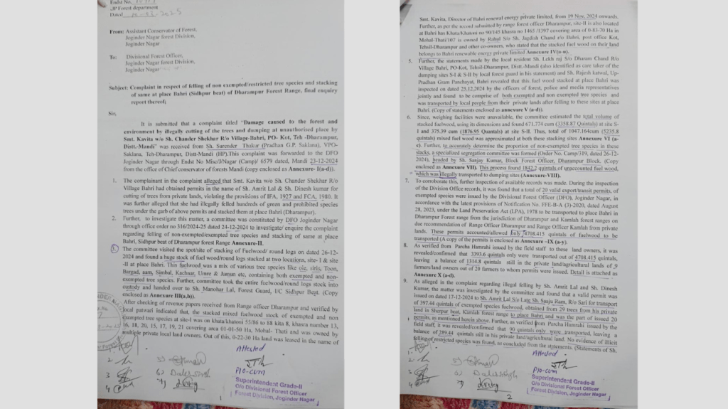 Himachal Congress MLA’s wife under scrutiny as probe confirms large-scale felling, timber smuggling by her firm in Dharampur 2 s1 2