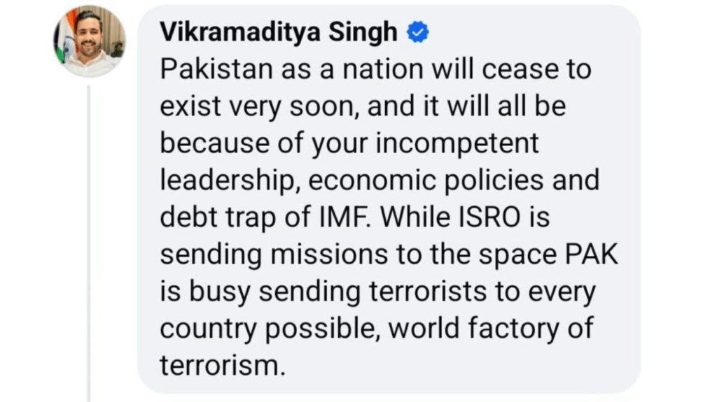 Vikramaditya says Pakistan will soon cease to exist, slams it for calling Indus Treaty suspension ‘act of war’ 2 a2 17