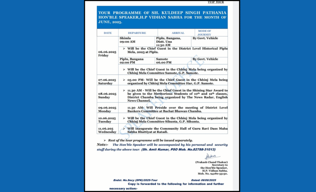 Himachal Speaker Pathania begins Chamba tour, will honour meritorious students at TNR-Shining Star Awards on June 8 2 a1 5
