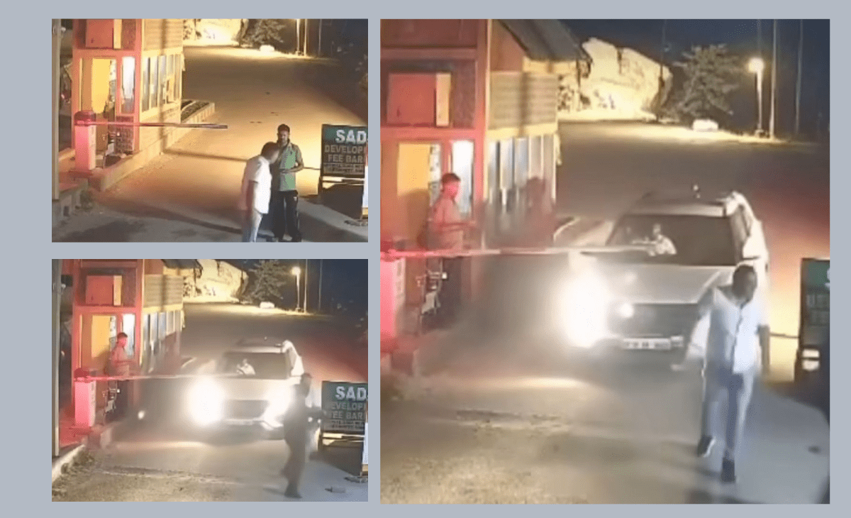 Caught on cam: Haryana Police Assistant Sub-Inspector flashes gun at Home Guard employee at Kullu toll barrier