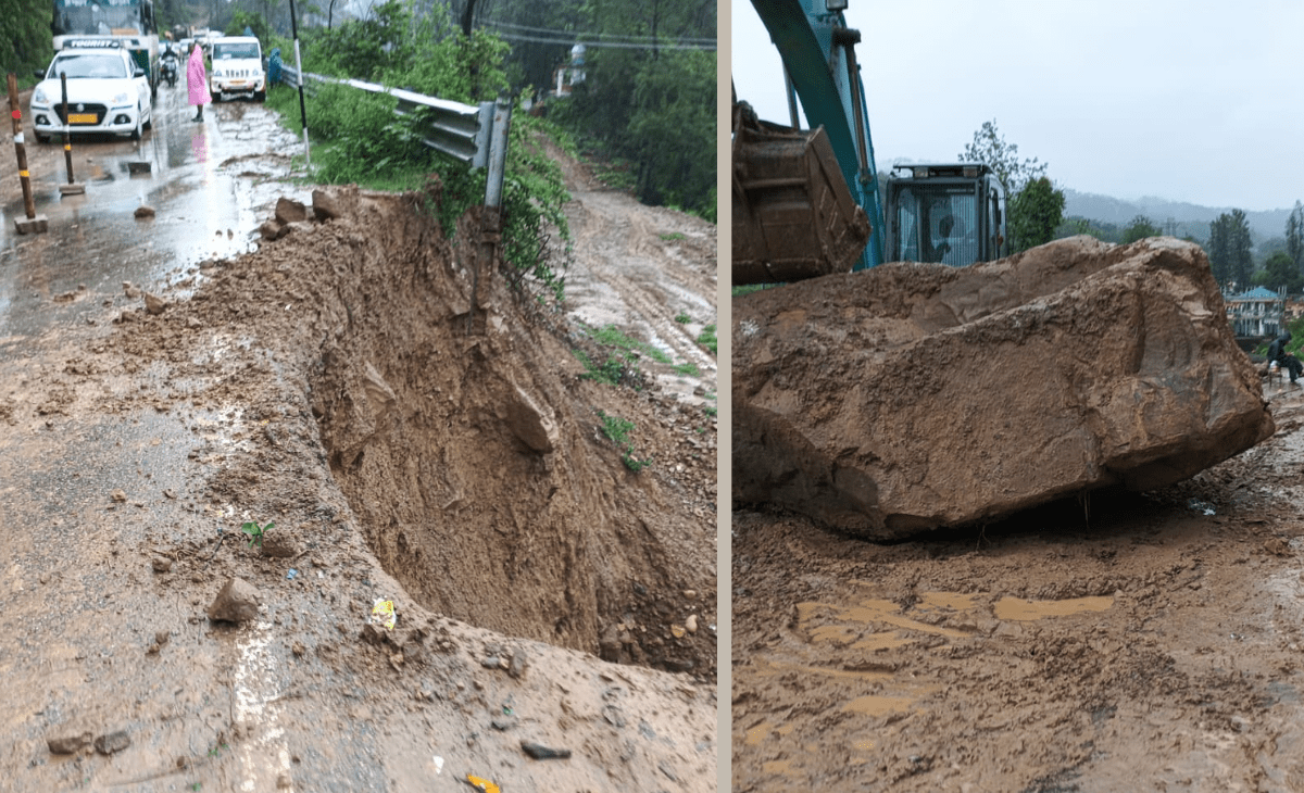 Monsoon Havoc Near Drang: Road Collapse Triggers Massive Traffic Jam on NH Four-Lane