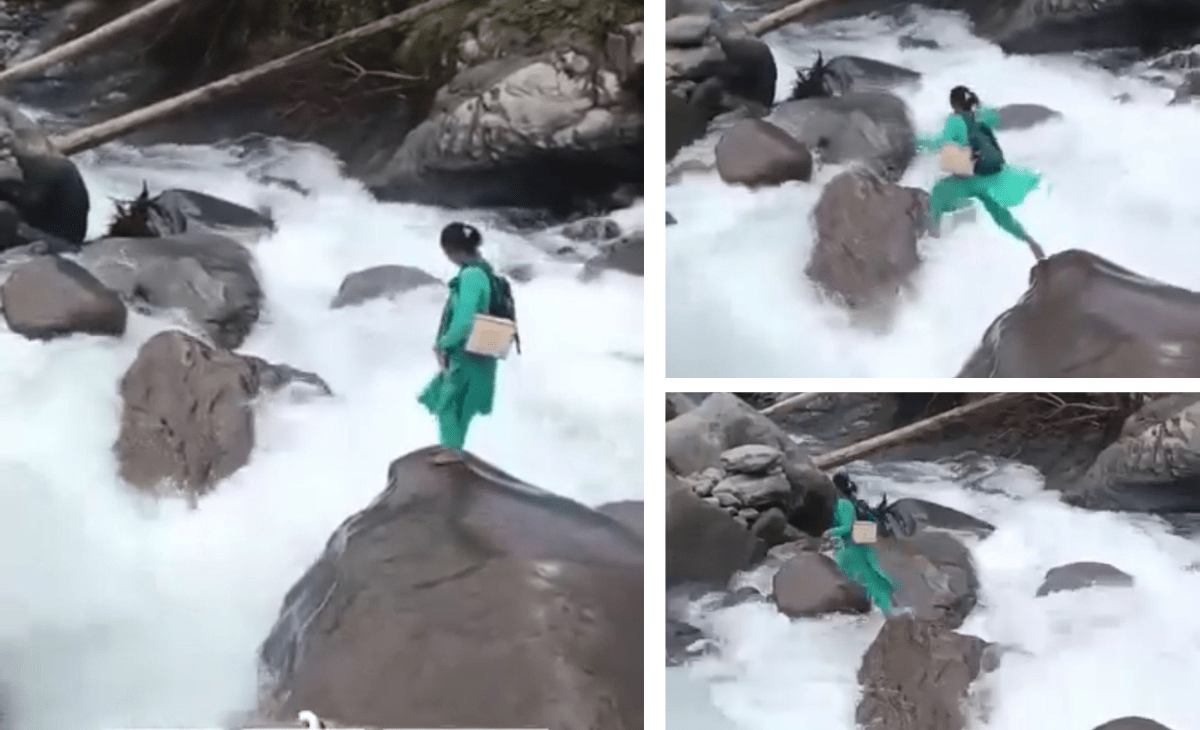 Himachal nurse risks life, jumps stone to stone in gushing stream to report for work in Mandi