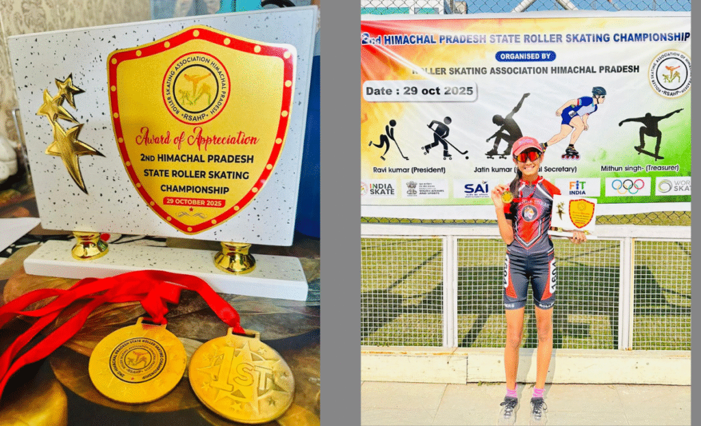 12-year-old Aakasa Sharma wins 2 gold medals in Himachal roller skating championship, qualifies for nationals in Bengaluru 2 a2 4