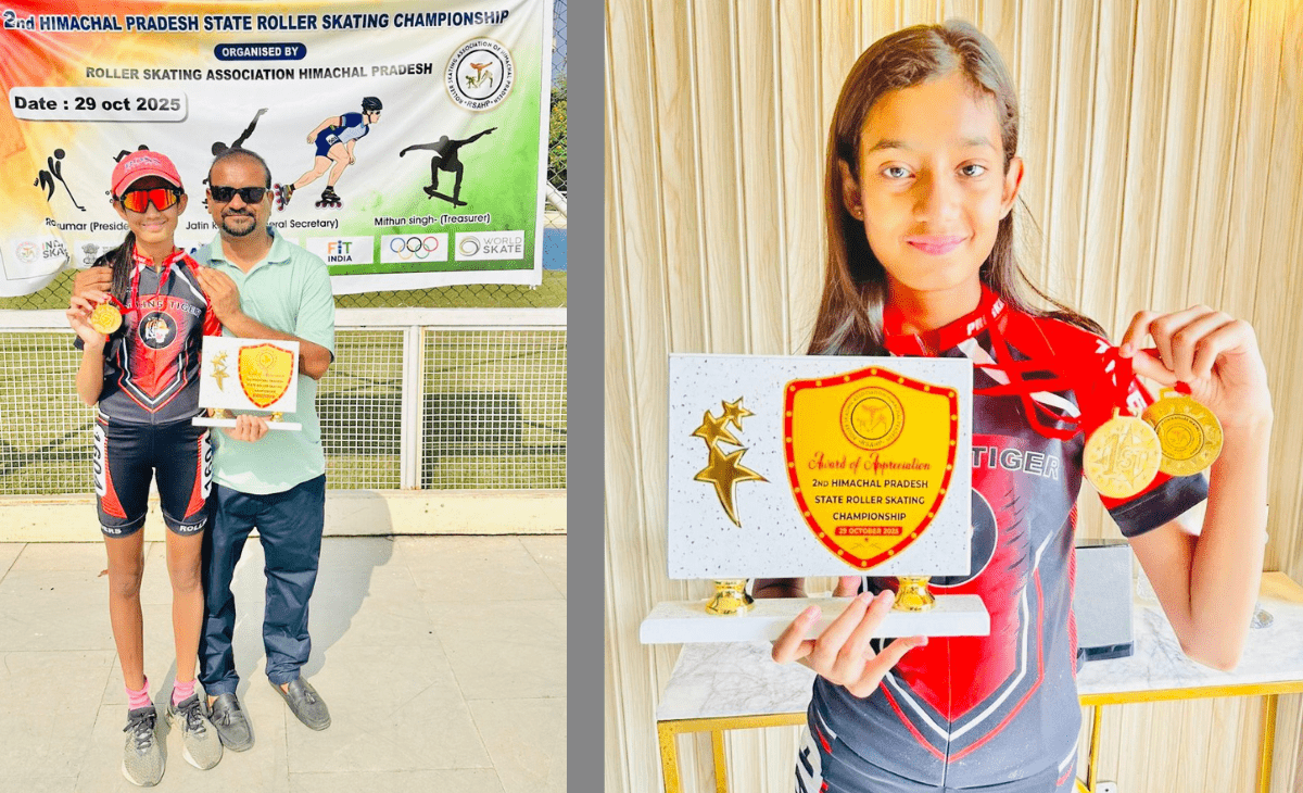 12-year-old Aakasa Sharma wins 2 gold medals in Himachal roller skating championship, qualifies for nationals in Bengaluru 1 12-year-old Aakasa Sharma wins 2 gold medals in Himachal roller skating championship, qualifies for nationals in Bengaluru