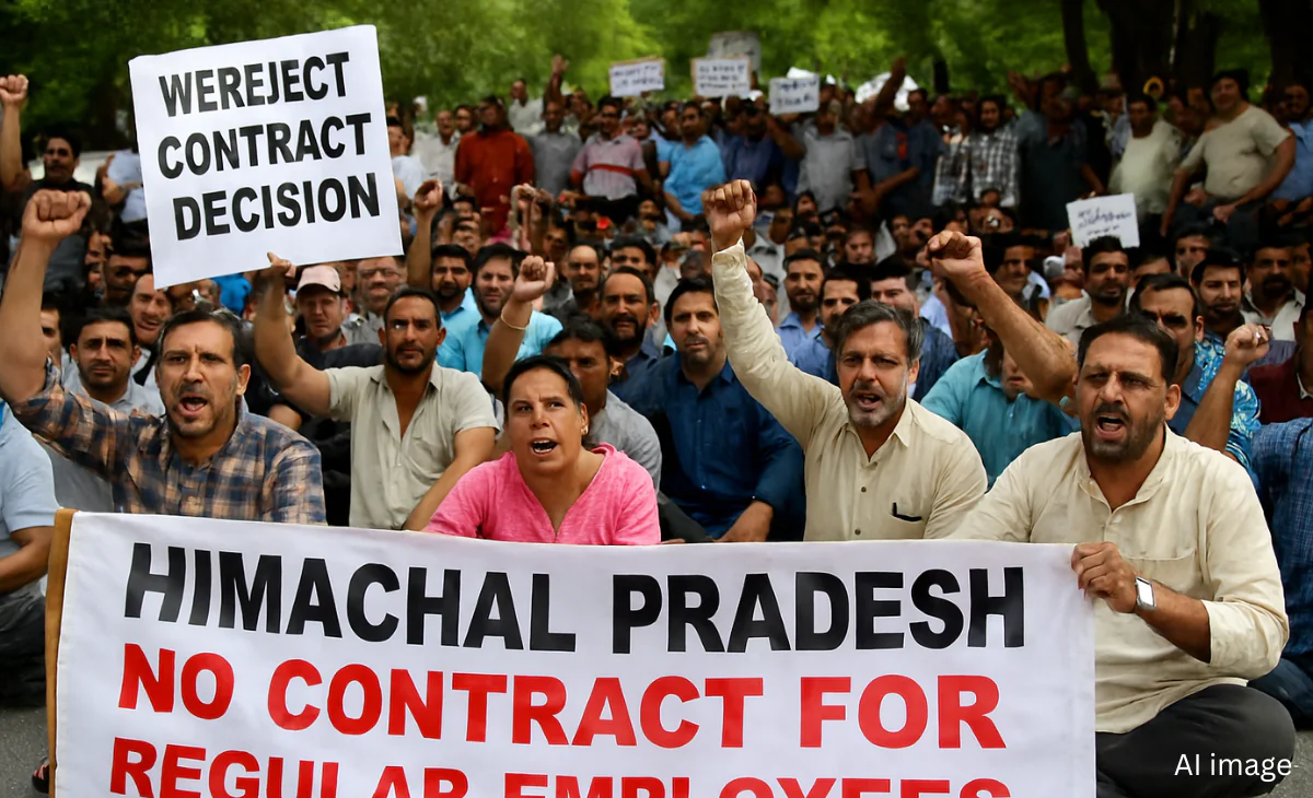 Himachal technical assistants protest government move to shift regular staff to contractual roles