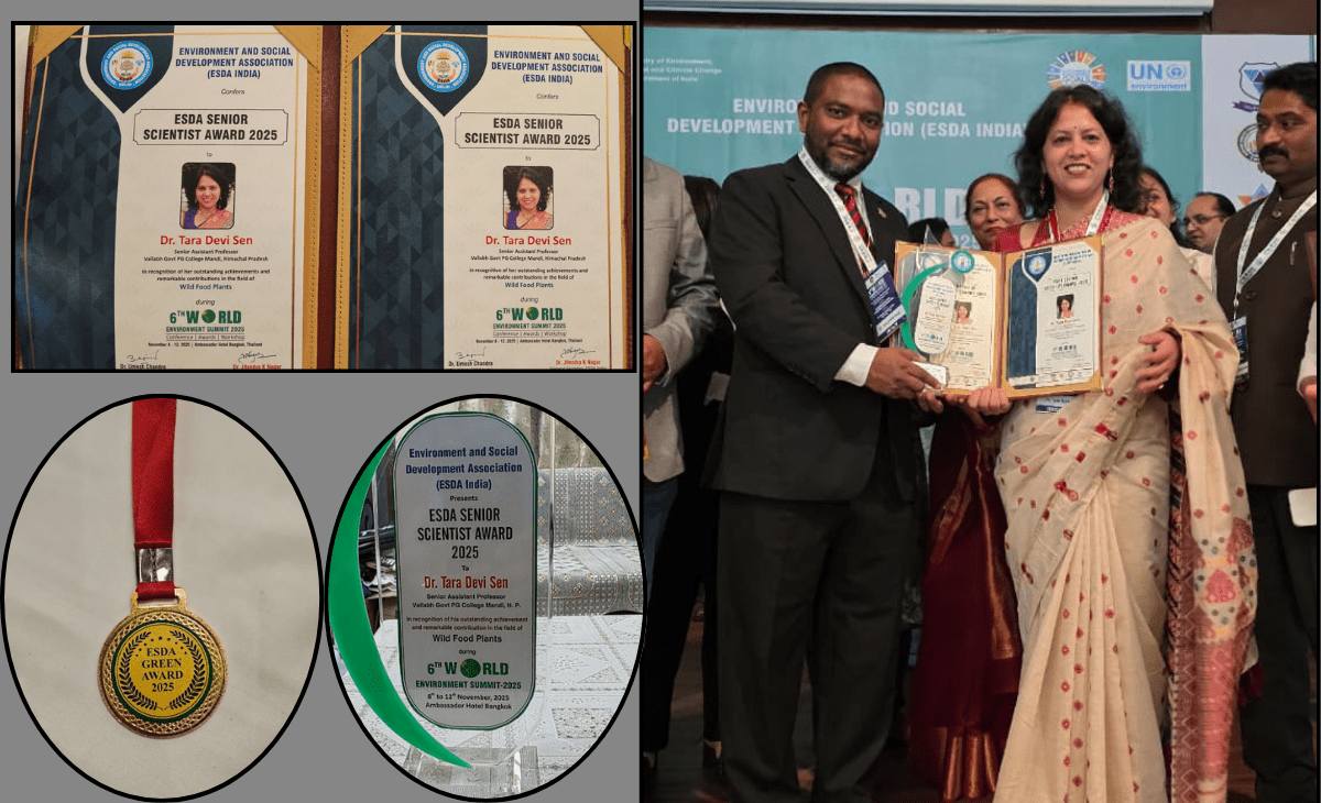 Himachal botanist Dr Tara Devi Sen receives Senior Scientist Green Award at World Environment Summit in Thailand