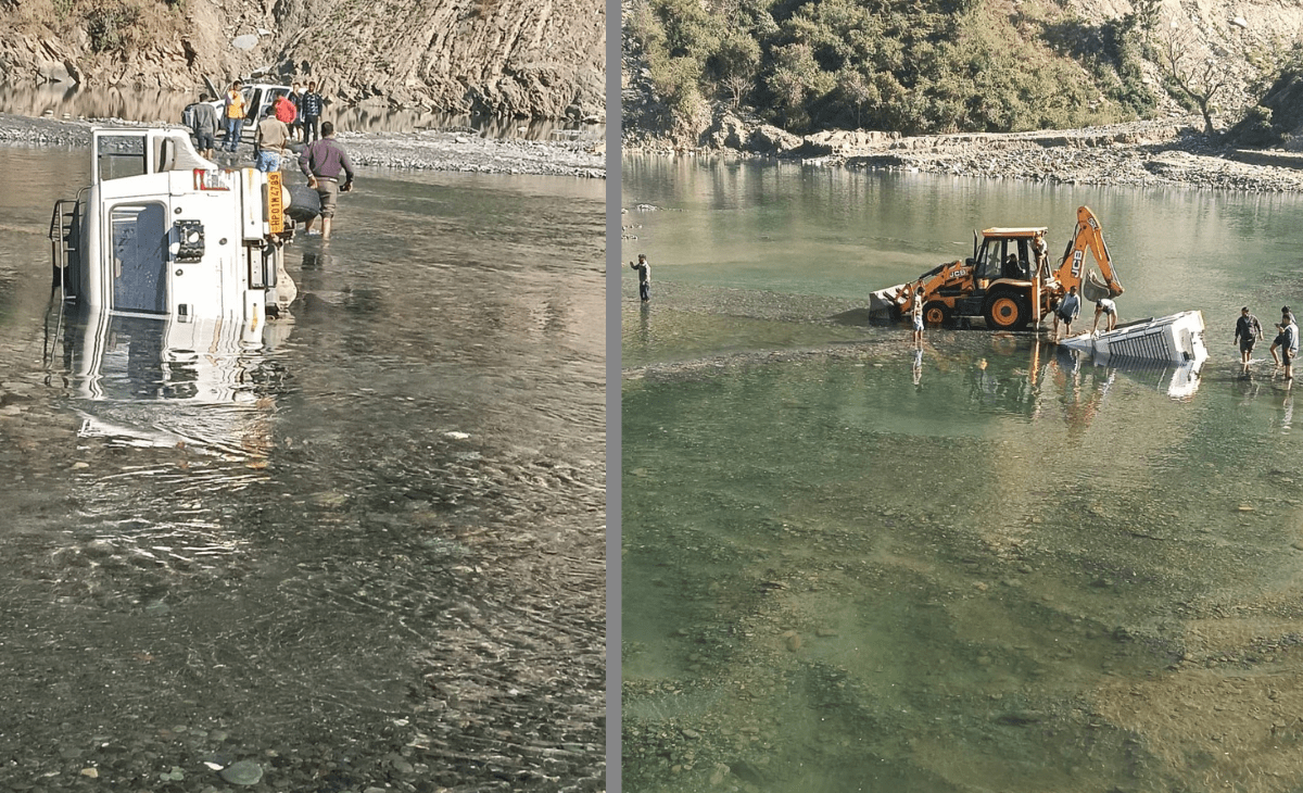 Himachal news: Taxi overturns on community-built flashflood-hit road near Baglamukhi Temple in remote Mandi village