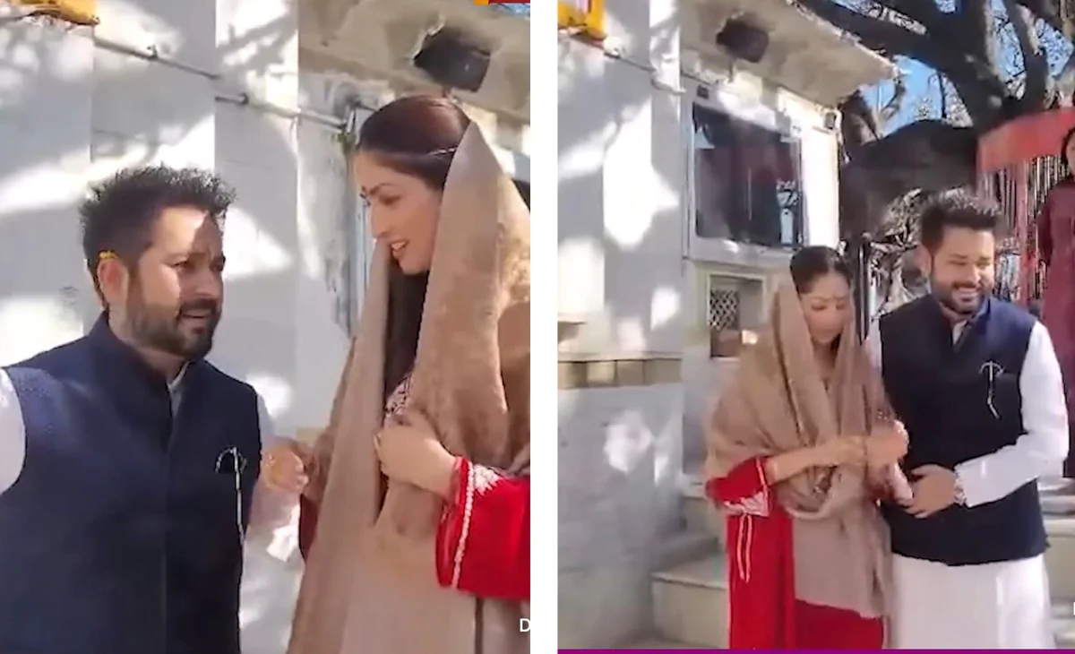 After mega success of 'Dhurandhar', Bollywood actor Yami Gautam returns to Himachal roots with film director-husband Aditya, pray at Naina Devi Temple