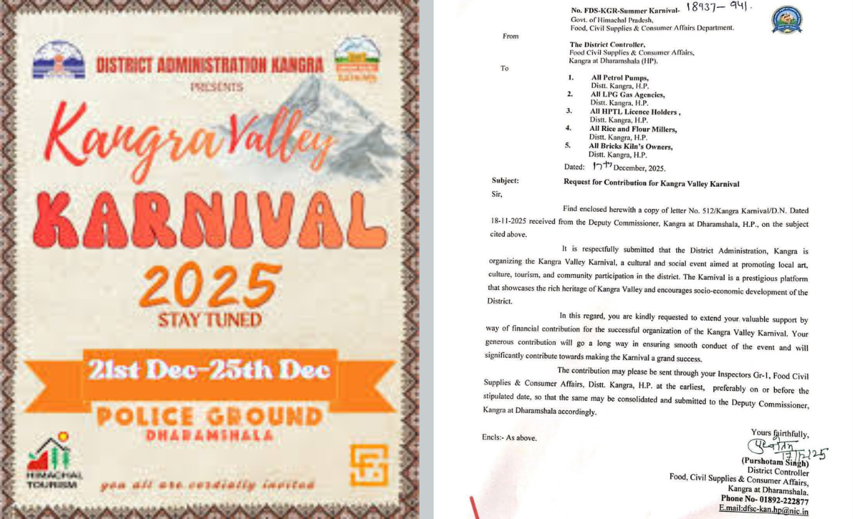Viral letter shows Himachal govt seeking funds from pump owners for Kangra Carnival, MLA Sudhir Sharma posts it on Facebook