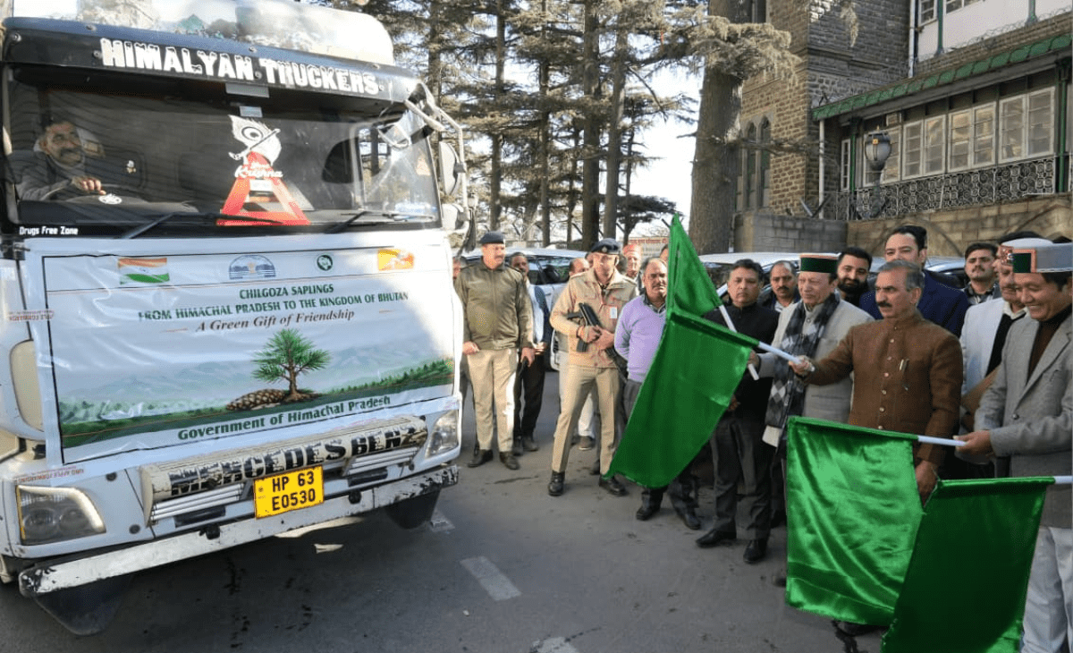 State government gifts Chilgoza saplings to Bhutan, CM Sukhu flags off vehicle
