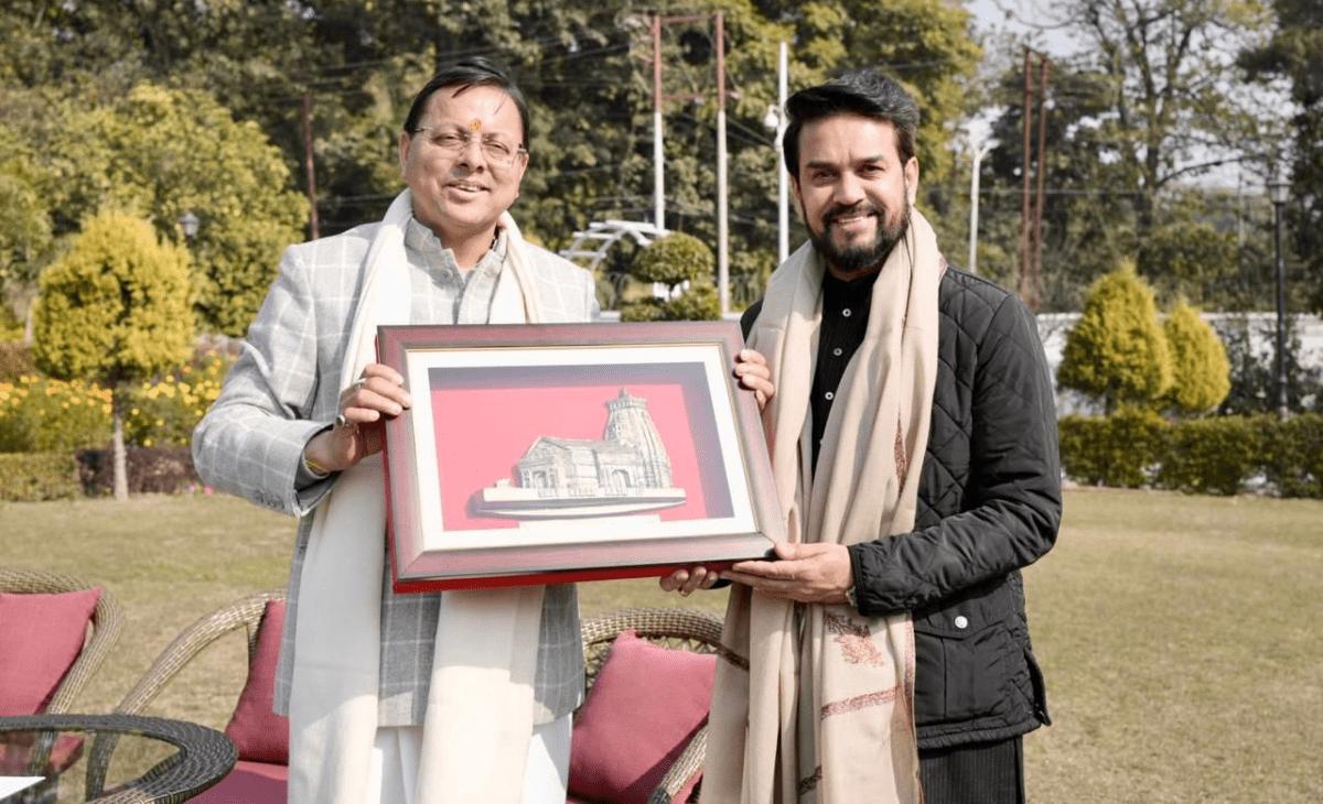 Anurag Singh Thakur meets Uttarakhand CM Pushkar Singh Dhami in Dehradun