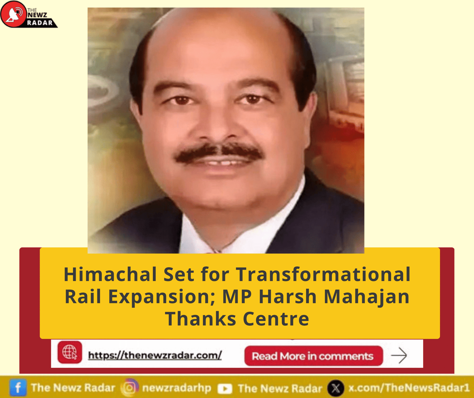 Himachal Set for Transformational Rail Expansion; MP Harsh Mahajan Thanks Centre