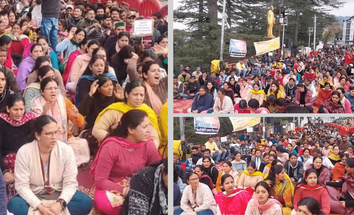 Outsourced Employees Hold Major Protest in Shimla, Press for Policy Framework and Wage Parity