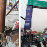 Rusting Direction Board at Gaggal Chowk Poses Accident Risk, Locals Demand Action