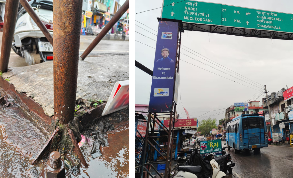 Rusting Direction Board at Gaggal Chowk Poses Accident Risk, Locals Demand Action