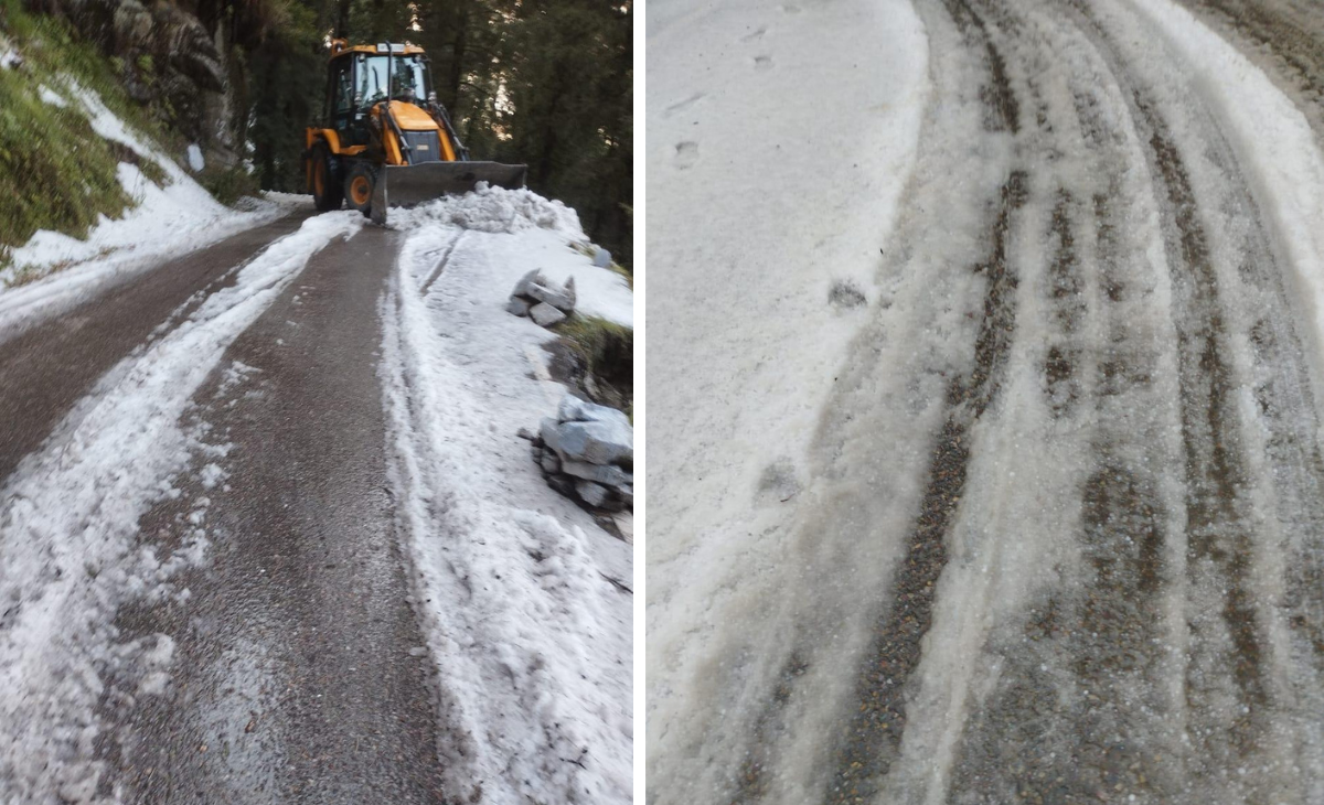 Rare June Snowfall in Dalhousie Stuns Tourists; Traffic Blocked for Two Hours on Khajjiar Road