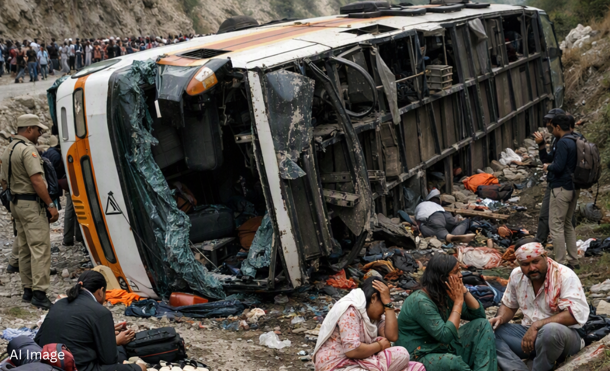 Two Devotees K*illed, Several Injured as Pilgrim Bus Overturns Near Shahtalai