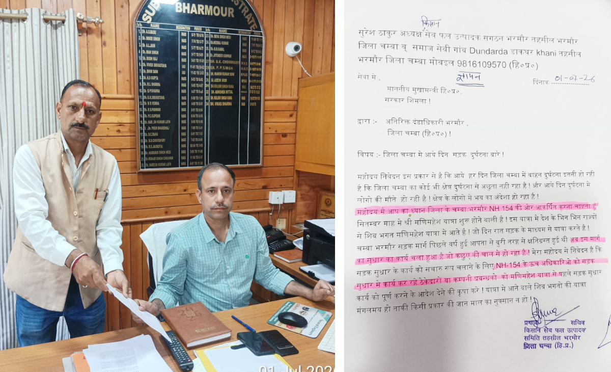 Chamba Farmers’ Body Urges CM to Expedite NH-154A Repairs Before Manimahesh Yatra