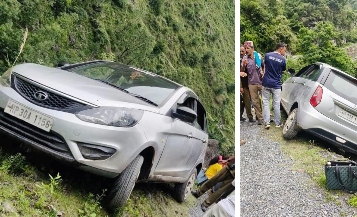 Major Accident Averted on Bagheigarh–Chanju Road, Car Left Hanging Over Gorge