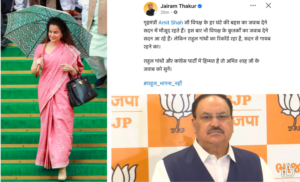 Jairam Thakur, J.P. Nadda and Kangana Ranaut dare Rahul Gandhi: Face Amit Shah in Parliament, Don’t Run Away from Debate