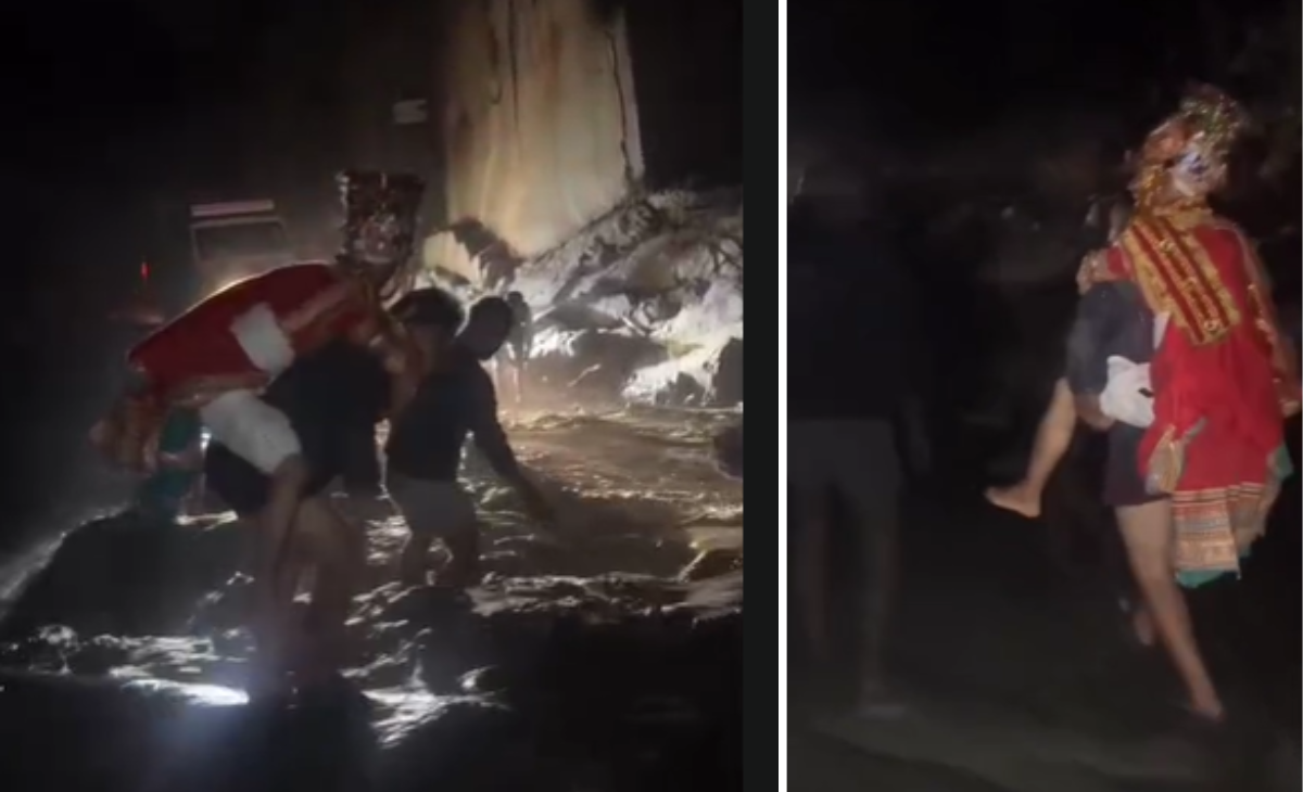 Cloudburst Turns Stream into Death Trap: Suresh Carries Groom Across Flooded Nala, Video Goes Viral