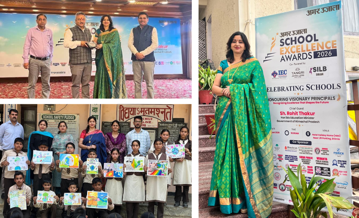 Headmistress Suman Kashyap Receives State Excellence Award from Education Minister for Transforming Rural School into a Green Learning Hub